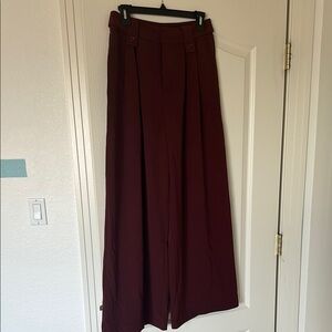 Commense Burgundy Wide Leg Pants